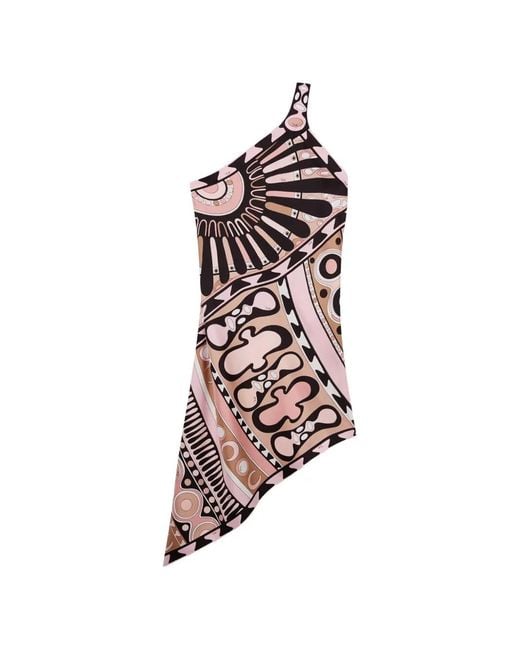 Emilio Pucci White Robe Mi-Longue À Une Épaule