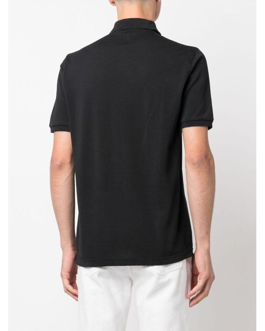 Fedeli Black Short-sleeved Cotton Polo Shirt for men