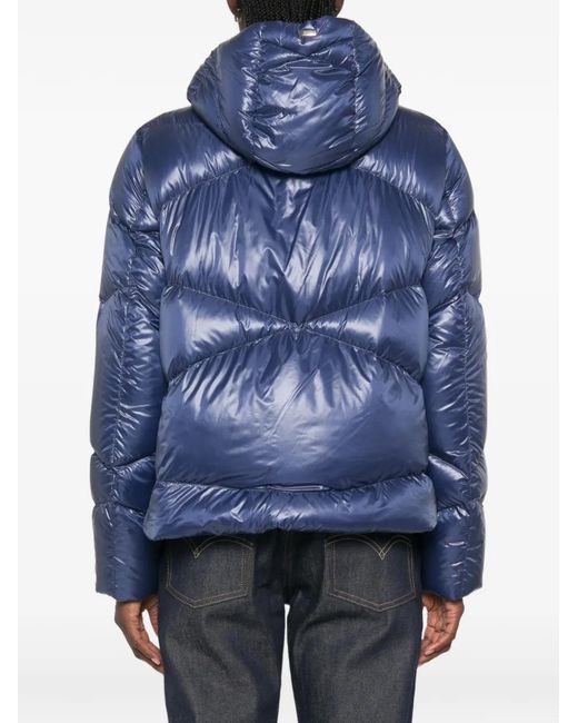 Herno Blue Quilted Hooded Jacket