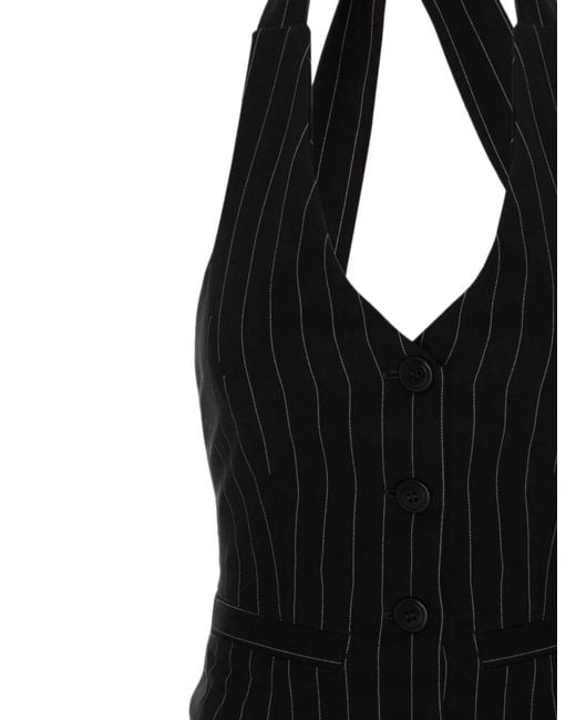 Hamza Black Kimi Striped Halterneck Vest