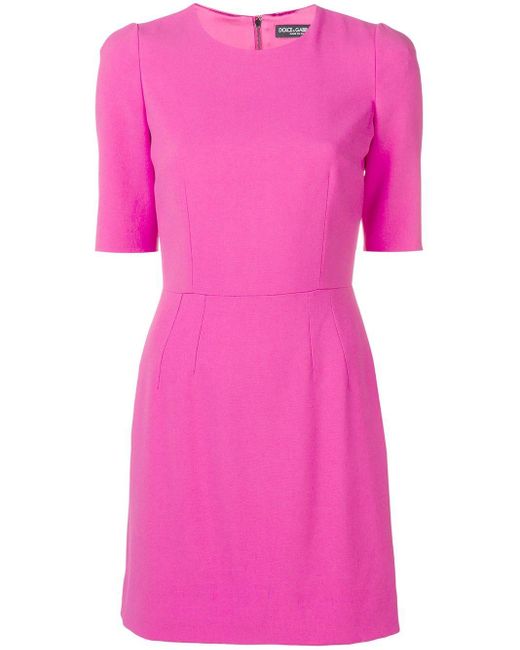 Dolce & Gabbana Pink Short Sleeved Fitted Dress