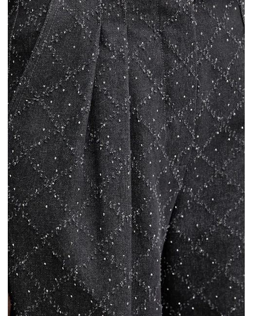SIMONA CORSELLINI Black Pleated Patterned Trousers