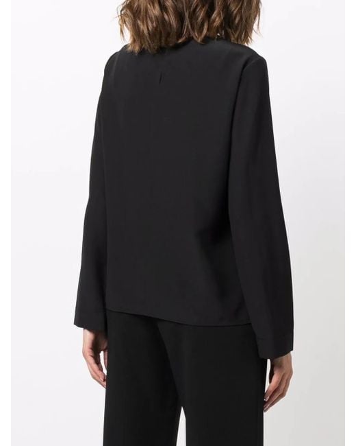 Emporio Armani Black Long-Sleeve Silk Top