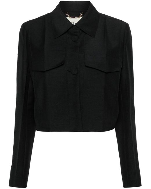 Fendi Black Tailored Cropped Blazer