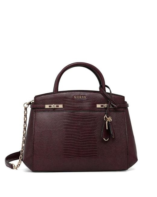 Guess Purple Melinda Animal-Print Handbag
