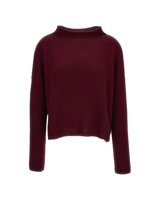 Lisa Yang Red Heavy-Knit Mock-Neck Sweater