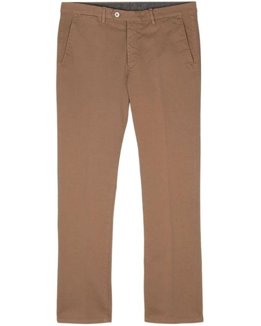 Pantalones chinos ajustados de talle medio Corneliani de hombre de color Brown