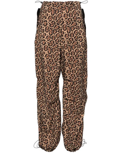 Emporio Armani Natural Leopard-print Tapered Trousers