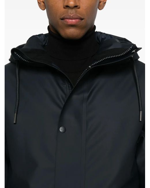 Rains Blue Button-Up Coat