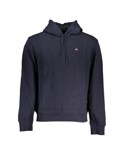 Napapijri Blue Logo-Patch Drawstring Hoodie for men
