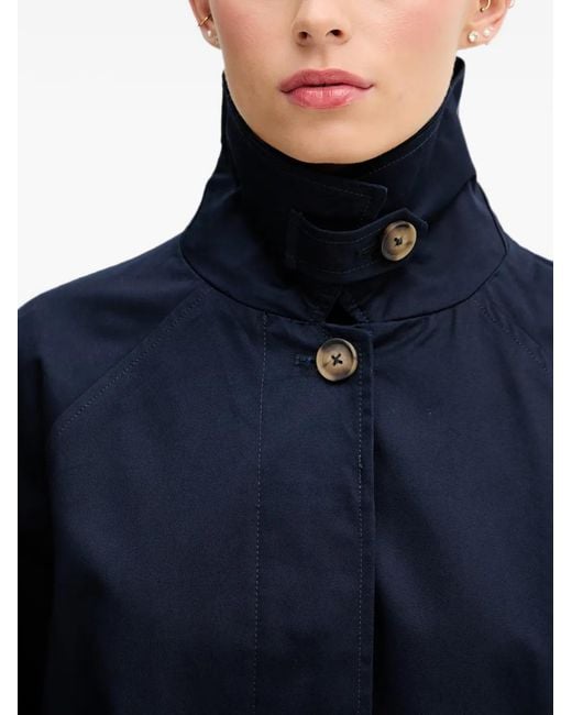 Benetton Blue Button-Cuff Raglan-Sleeve Coat