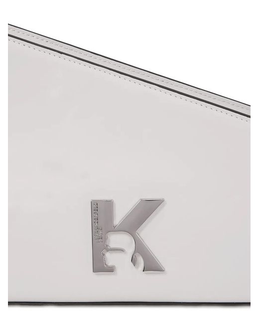 Karl Lagerfeld White Geo Leather Shoulder Bag