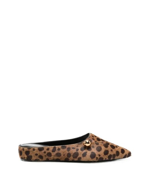 Herbert Levine Brown Mules Sleep On It À Imprimé Léopard En Cuir