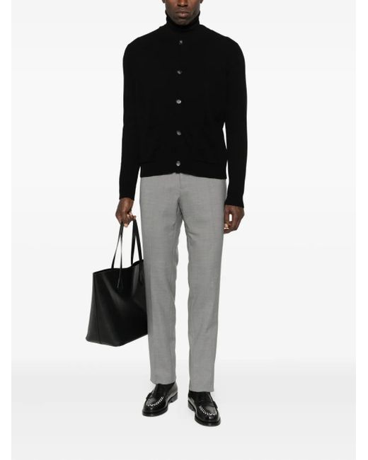 Alpha Studio Black Long-Sleeved Buttoned Cardigan for men