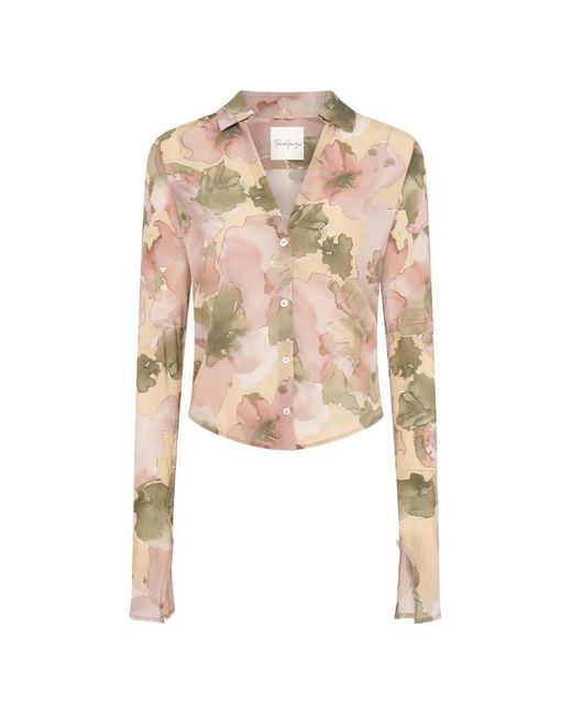 Paris Georgia White Floral-Print Sheer Silk Shirt