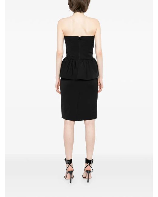 DSquared² Black Strapless Peplum-Waist Dress