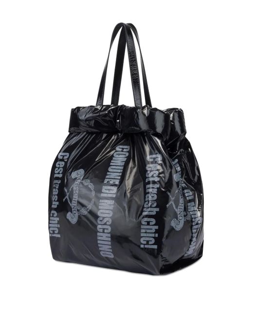 Moschino Black Graphic-Print Tote Bag