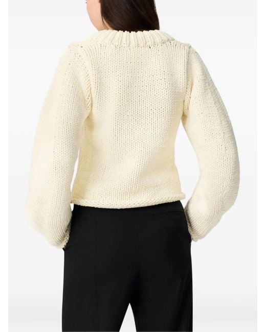 Axel Arigato White Balloon-Sleeve Round-Neck Sweater