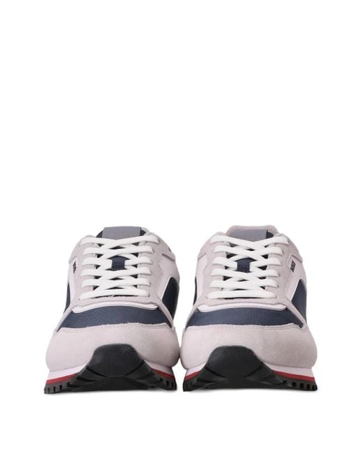 Boss White Panelled Sneakers for men