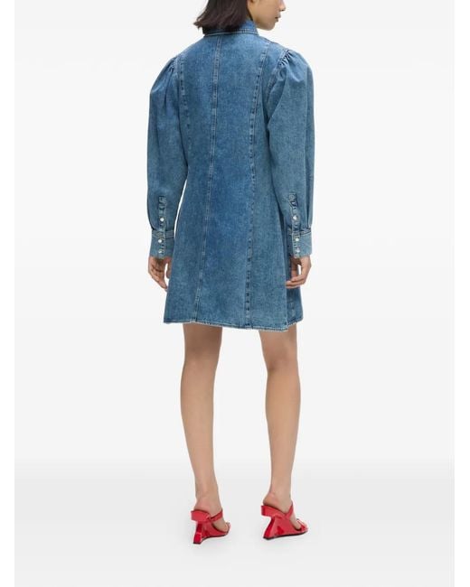 Karl Lagerfeld Blue Puff-Sleeve Denim Mini Dress