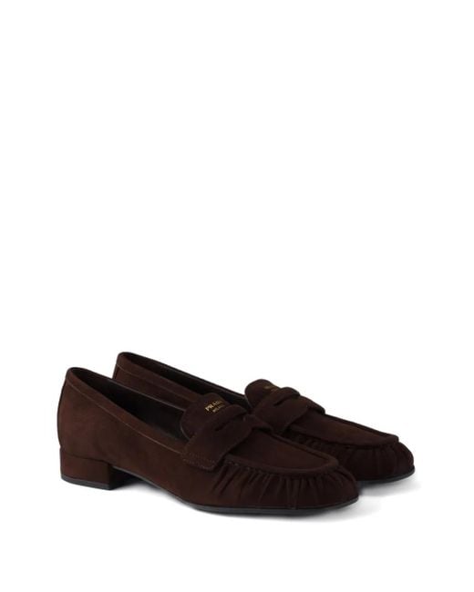 Prada Brown Suede Loafers