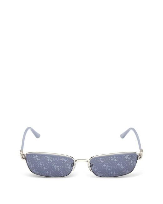 GUESS EYEWEAR Blue Logo-Monogram Rectangle-Frame Sunglasses