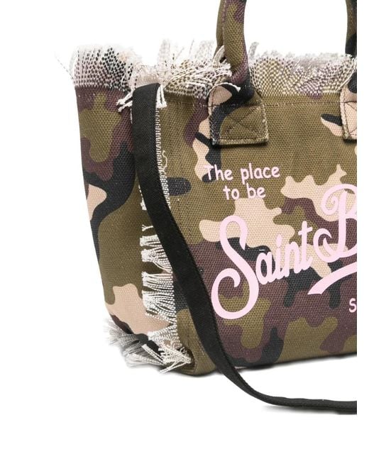 Mc2 Saint Barth White Colette Camouflage-Print Frayed Tote Bag