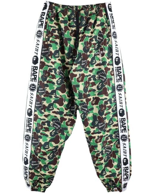 SAINT Mxxxxxx Green Camouflage-print Track Pants for men
