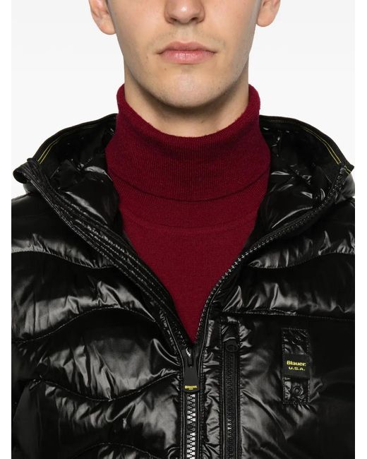 Blauer Black Hooded Quilted Jacket for men