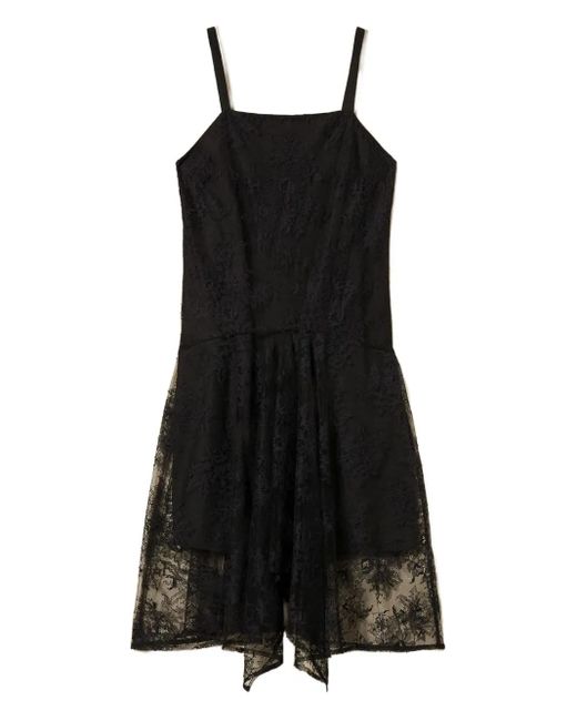 Twinset Black Lace-Overlay Midi Dress