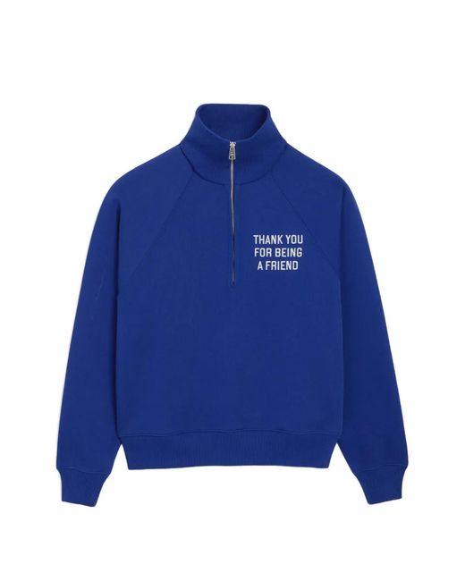 AMI Blue Coton Zippé Thank You For Being A Friend Sweat-Shirt