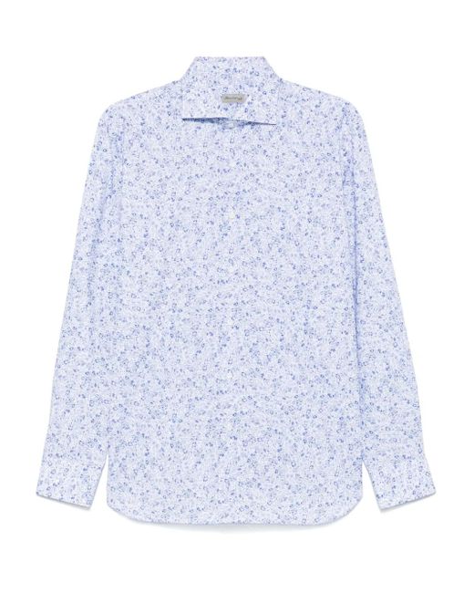 Sartorio Napoli White Floral-Print Shirt for men