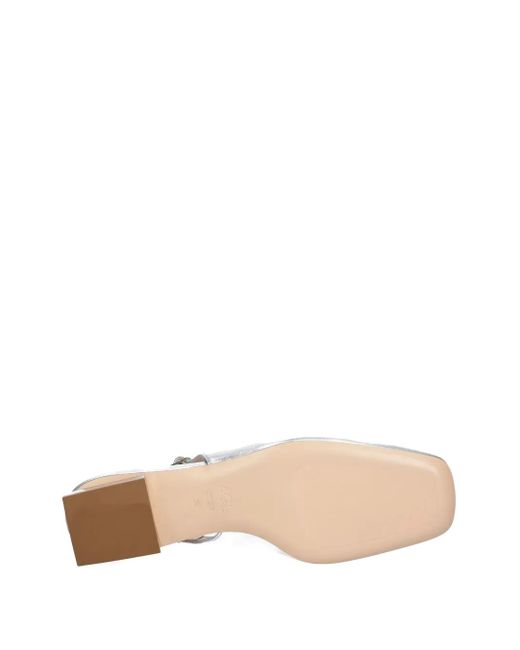 Agl Attilio Giusti Leombruni White Angie Metallic Slingback Pumps