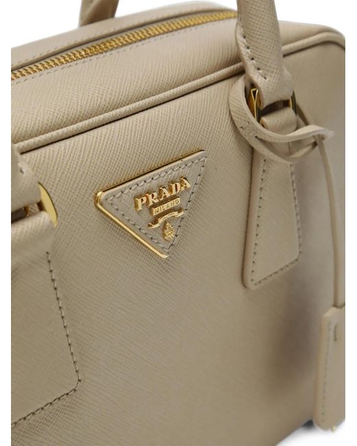 Prada Natural Small Saffiano Leather Top-Handle Bag