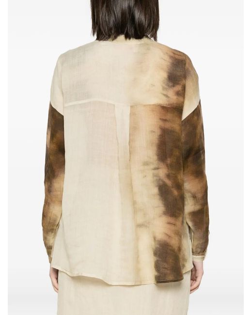 Collection Privée Natural Argis Tie-Dye Band-Collar Shirt