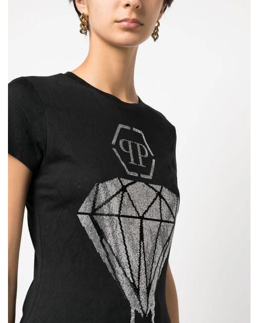 Philipp Plein Black Diamond Rhinestone-Embellished T-Shirt