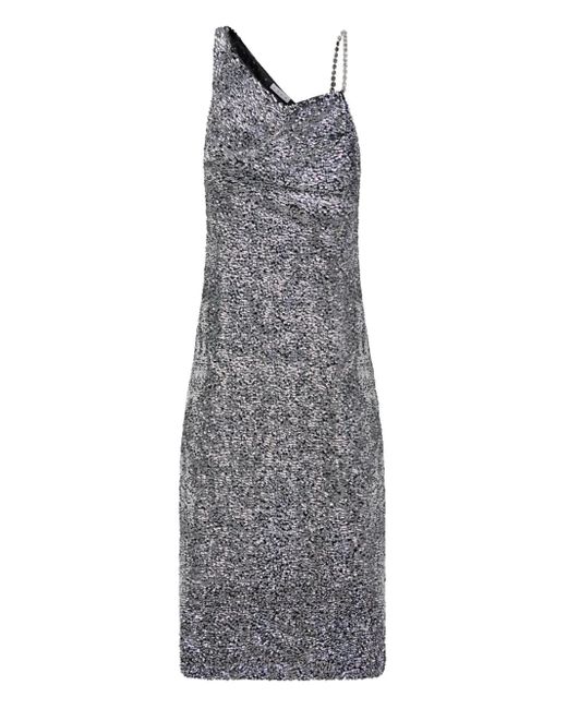 Area Gray Crystal-strap Sequin Gown