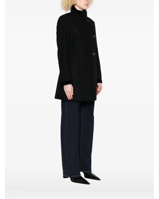 Fay Black Toggle-Fastening Single-Breasted Coat
