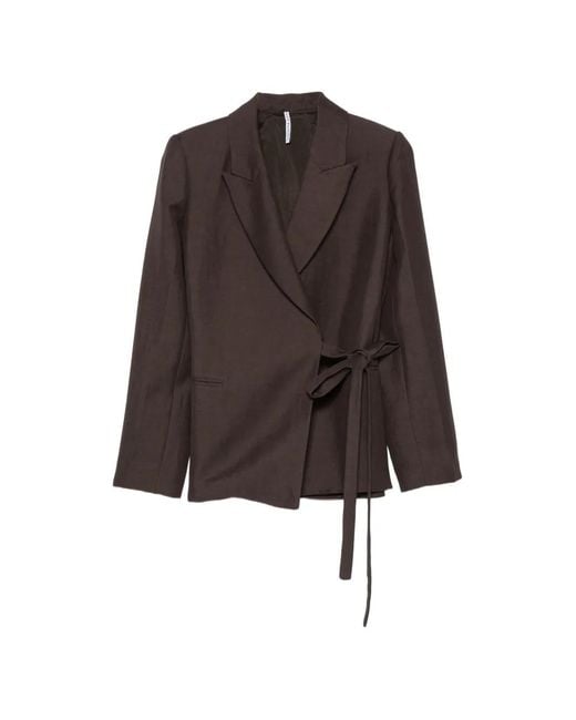 Liviana Conti Brown Side-Tie Wrap Jacket