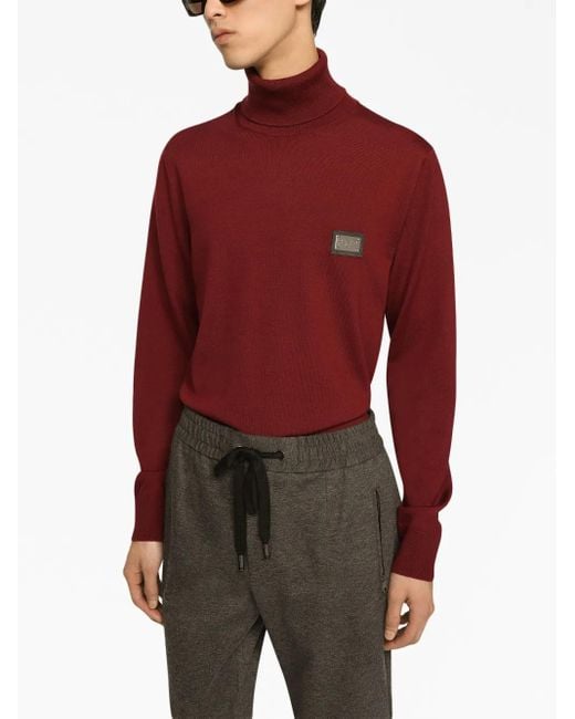 Dolce & Gabbana Red Turtlenecks for men