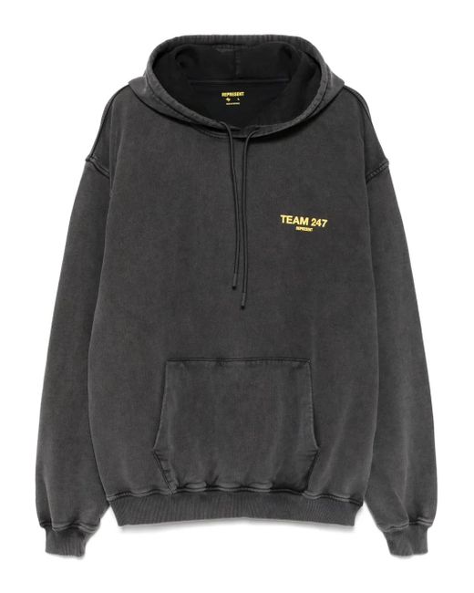 Felpa Rep Team 247 Con Cappuccio di REPRESENT 247 in Black da Uomo
