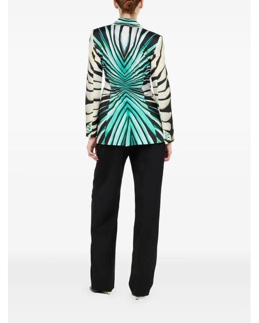 Roberto Cavalli Green Printed Blazer