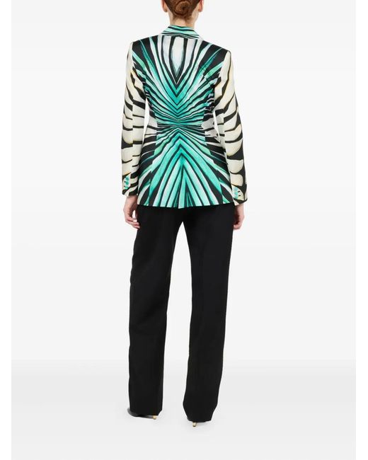 Roberto Cavalli Green Printed Blazer