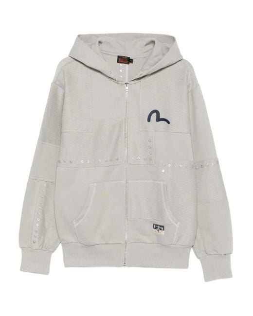Evisu Gray Zip-Up Hoodie for men