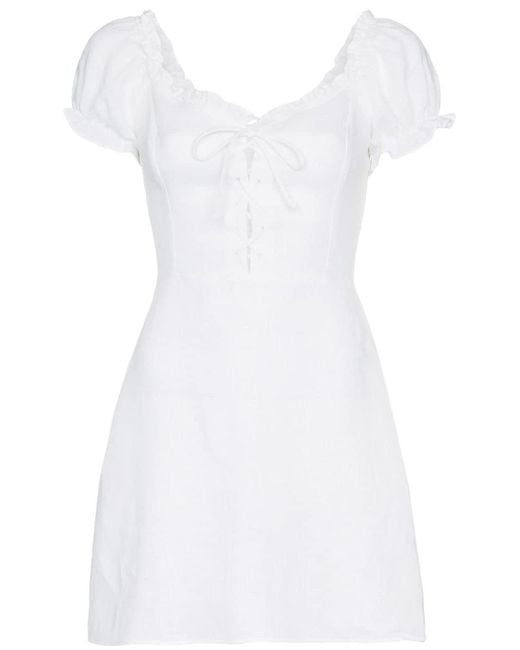 Reformation White Klara Linen Dress