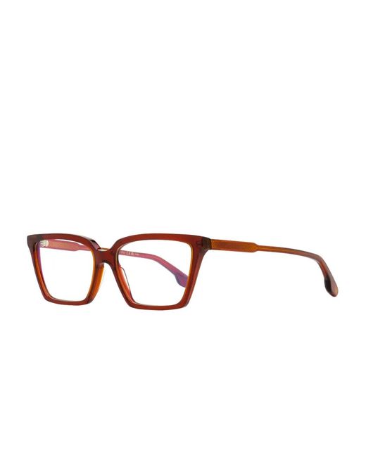 Victoria Beckham Brown Rectangle-Frame Glasses