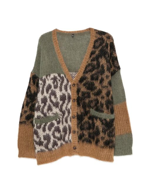 R13 Brown Leopard-Print Cardigan for men