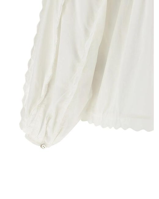 Farm Rio White Blouse À Design Plissé