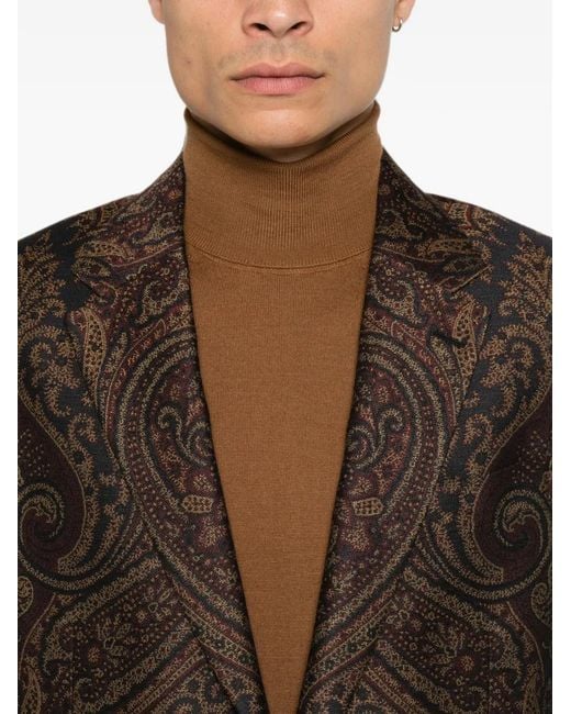 Etro Brown Paisley-Print Blazer for men