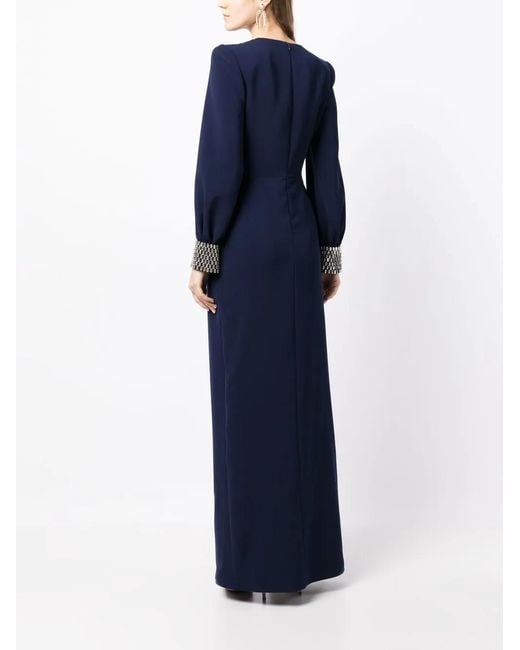 Jenny Packham Blue Lalala Twisted V-neck Gown